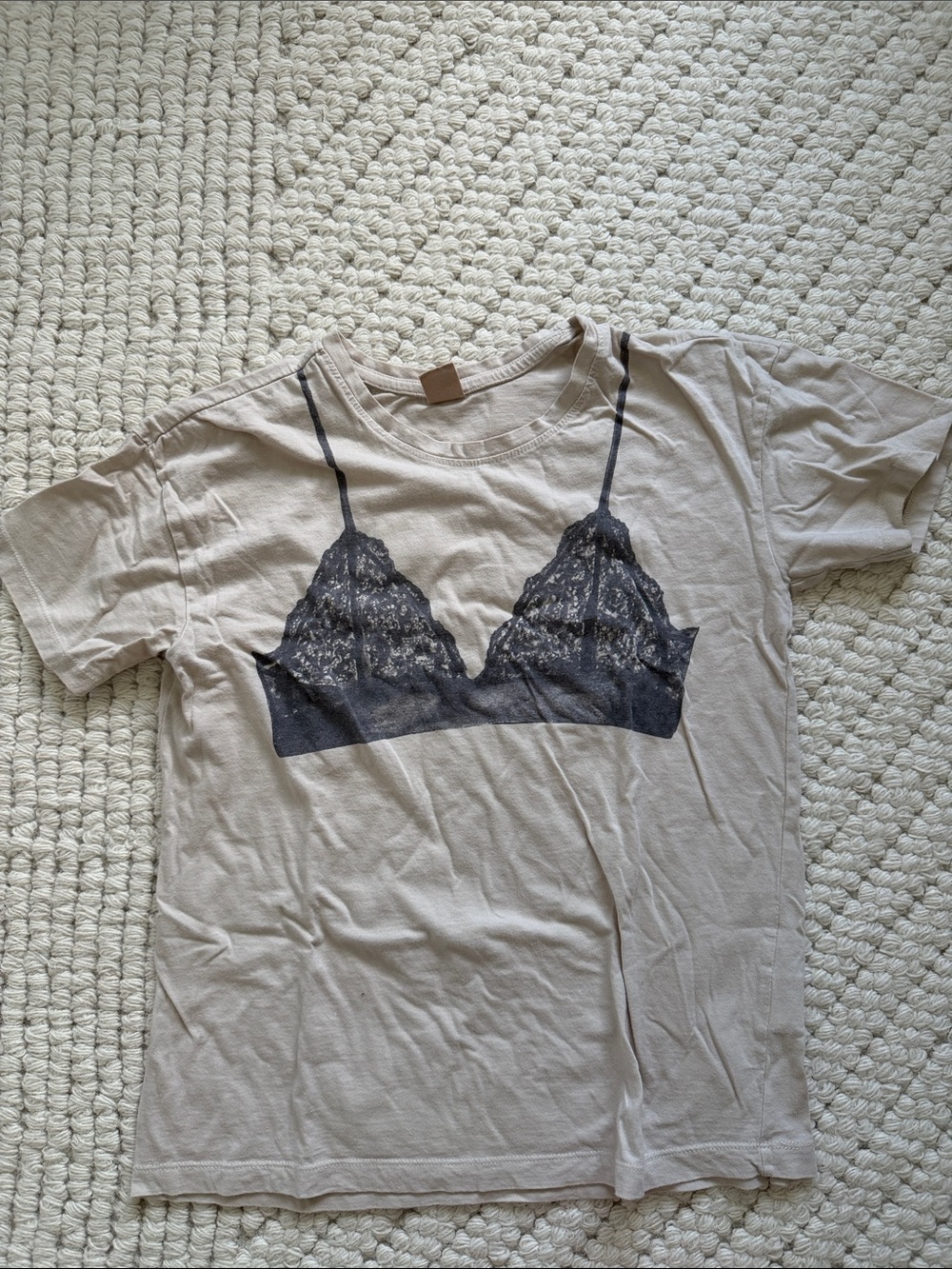 Messy Bun Just Chillin' XS Bralette Tee - Light Beige